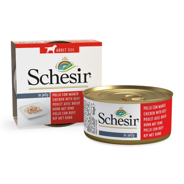 Schesir Dog Jelly Chicken Fillets & Beef -150 gram