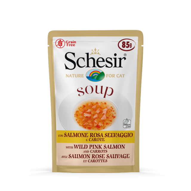 Schesir Cat Soup Wild Pink Salmon and Carrots -85 gram