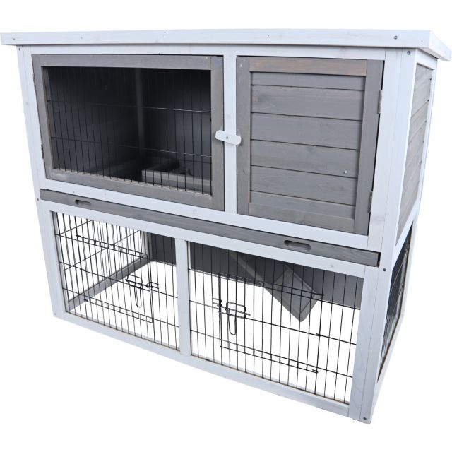 Boon Konijnenhok Bouwpakket Met Lade En Ren Grijs/Wit, 114x61x92 cm
