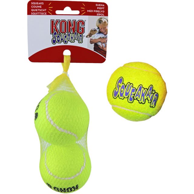 KONG Air Squeakair Tennisbal Geel met Piep - 2 stuks - Large 8 cm