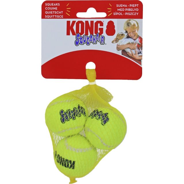 KONG Air Squeakair Tennisbal Geel met Piep XS - 4 cm 3 stuks
