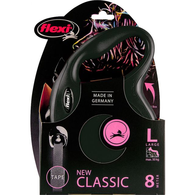 Flexi Rollijn New Classic Tape Zwart  L - 8 mtr