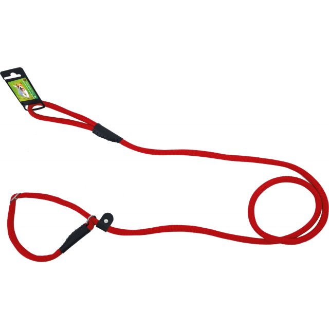 Boon Retrieverlijn met dubbele stop nylon rond luxe  Rood 10mm/200 cm