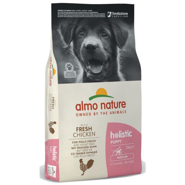 Almo Nature Holistic Dog Medium Puppy Kip & Rijst -12 kg
