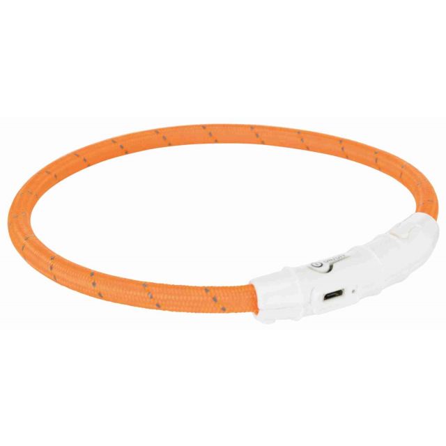 Trixie Flash Lichtring USB TPU/Nylon L-XL -65 cm/ø 7 mm Oranje