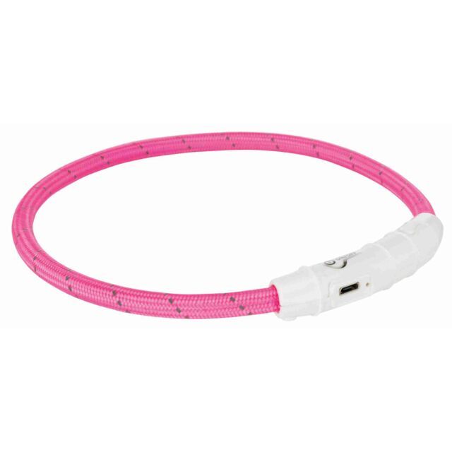 Trixie Flash Lichtring USB,  TPU/ Nylon  M-L  45cm / 7 mm  Pink