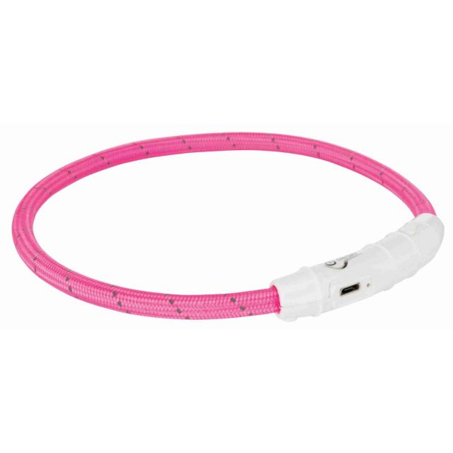 Trixie Flash Lichtring USB TPU/Nylon L-XL -65 cm/ø 7 mm Pink