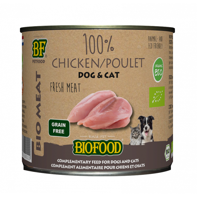 Biofood Organic 100% Kippenvlees Hond/ kat -200 gram
