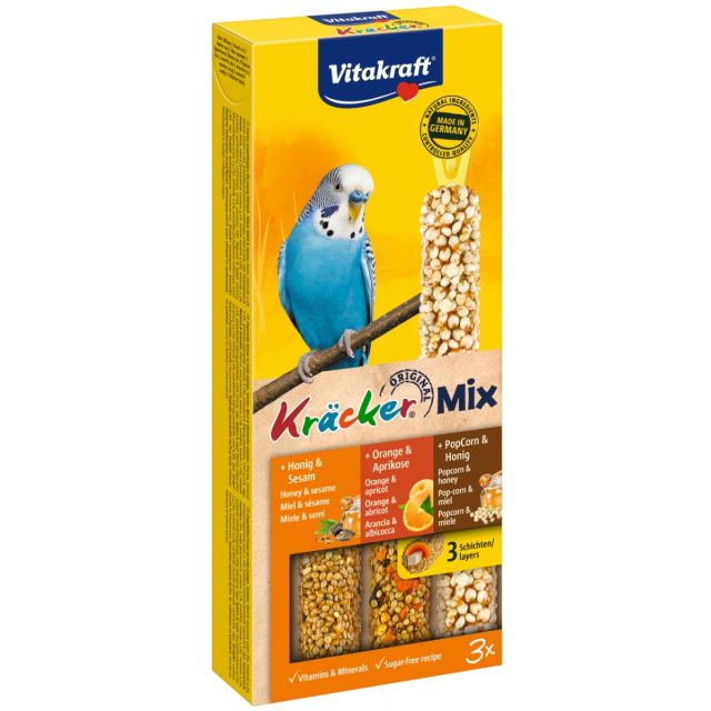 Vitakraft Parkiet  Kracker Honing/ Sinaas/ Popcorn 3 in 1 
