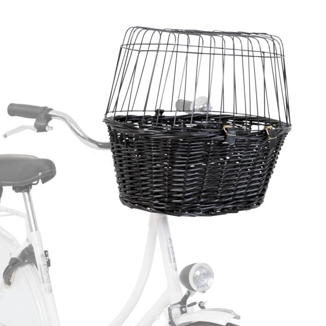 Trixie Wilgen Fietsmand Voorop Zwart Met Kussen En Kap -50 × 41 × 35 cm, tot: 5 kg