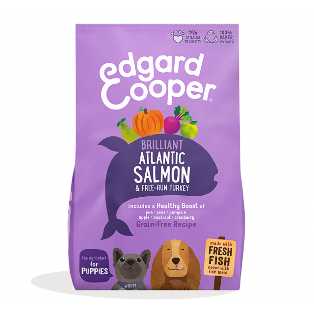 Edgard & Cooper Hond Brok Puppy Graanvrij Zalm & Kalkoen -12 kg 