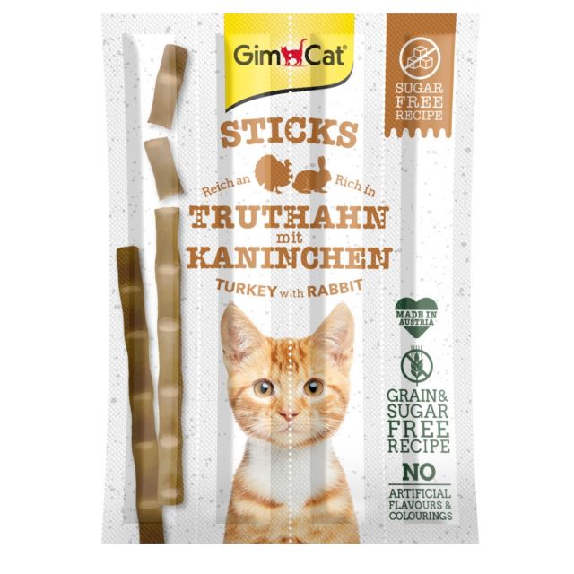 GimCat Sticks Met Kalkoen & Konijn,- 4 stuks