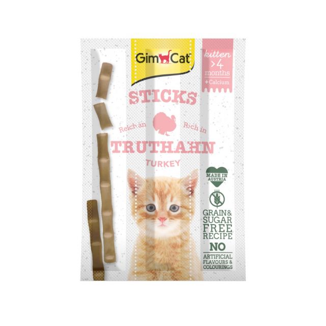 GimCat Kitten Sticks Met Kalkoen, -3 stuks