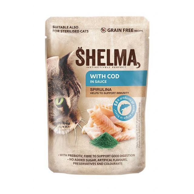 Shelma Pouch Fillets Cod/Spirulina -85 gram