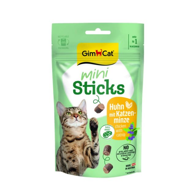 Gimcat Mini Sticks Kip & kattenkruid -50 gram