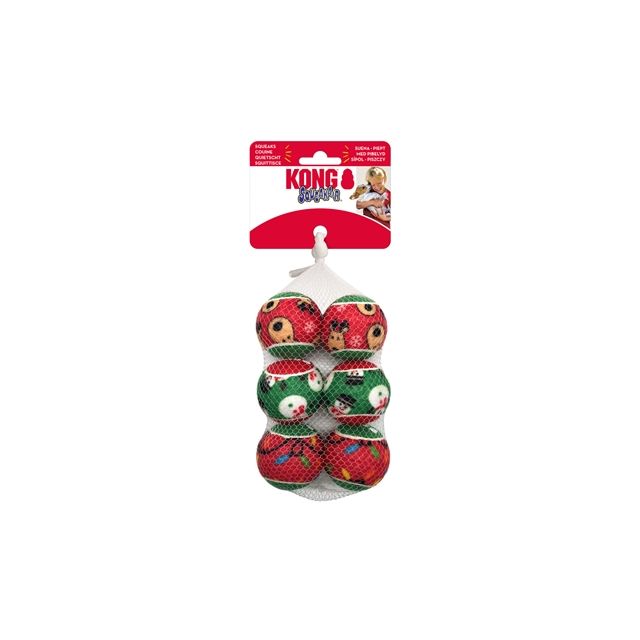 Xmas KONG Holiday Squeakair Bal Assortie -5x5x5cm -6 stuks 