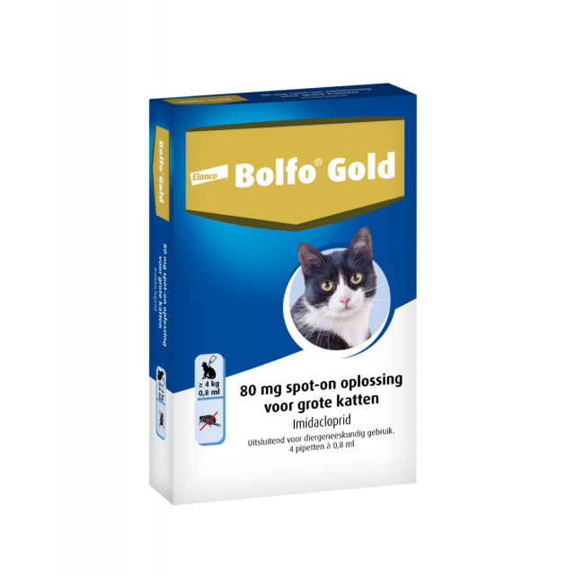 Bolfo Gold Kat 80 vanaf  4 kg Vlooiendruppels - 4 Pipetten