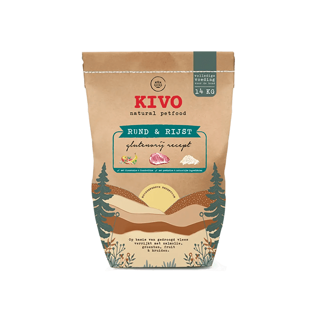 Kivo Koud Geperst Rund & Rijst - Glutenvrij -14 kg 