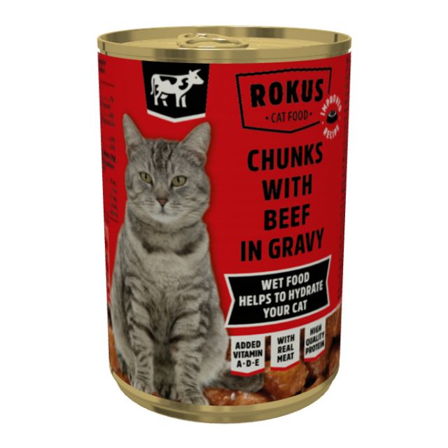 Rokus chunks cat adult beef 415gr