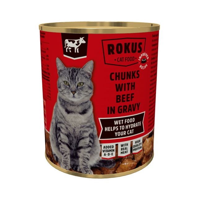 Rokus chunks cat adult beef 810gr