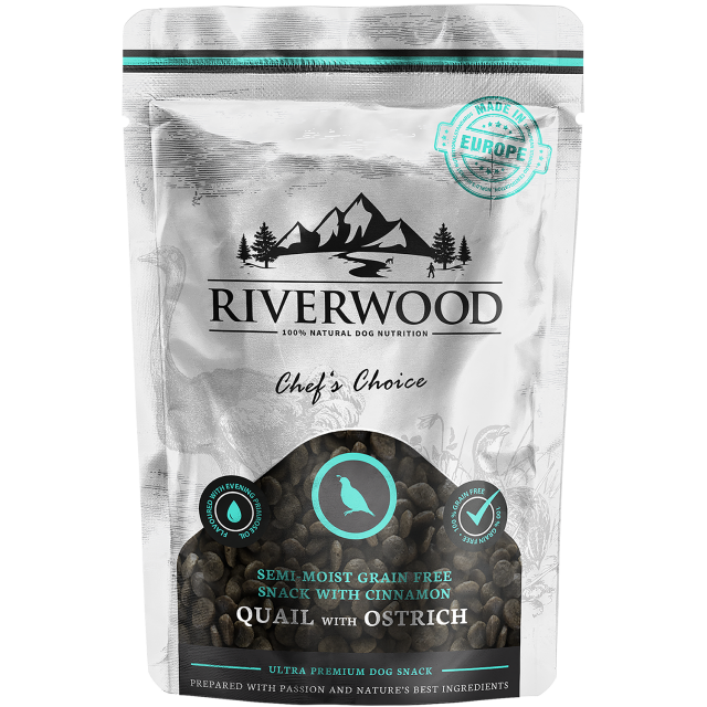 Riverwood Semi Moist snack Quail & Ostrich -200 gram 