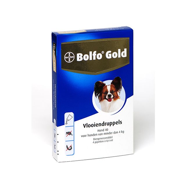 Bolfo Gold Hond 40 (tot 4 kg) - 4 pipet