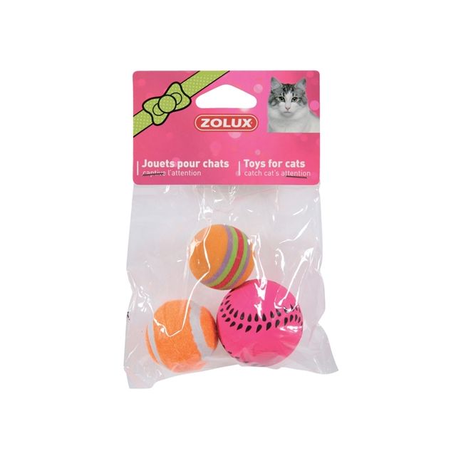 Zolux Kattenspeelgoed Ballen Assorti - 4 cm - 3 stuks