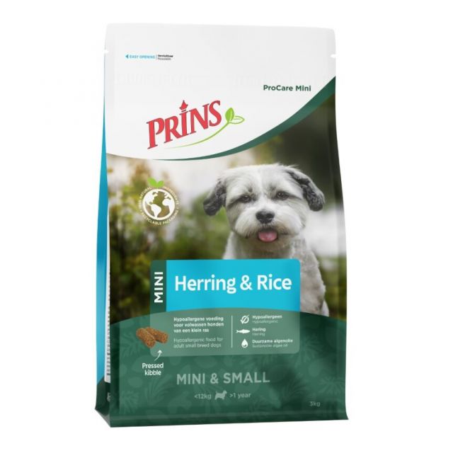 Prins Procare Mini Herring & Rice  Hypollergenic -3 kg   OP=OP (Schade verpakking)