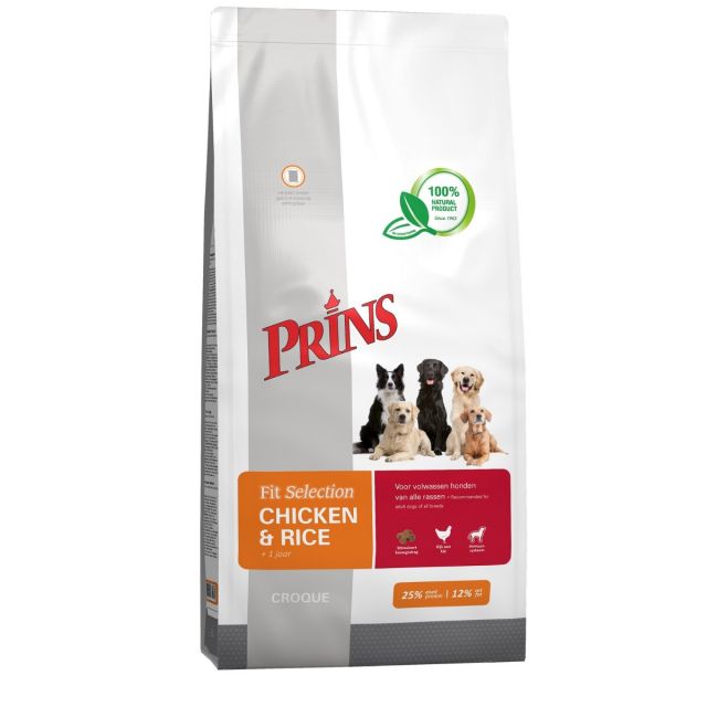 Prins Fit Selection Dog Kip & Rijst 15 kg