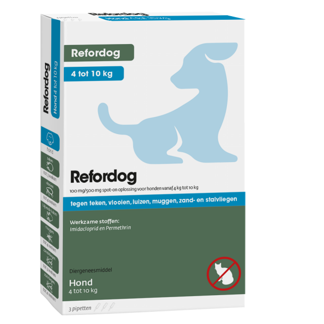 Tick Off Refordog Spot-On 100mg hond 4kg tot 10kg -3stuks + Gratis Tekenhaak