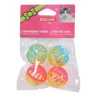 Zolux Kattenspeelgoed Bal Met Bel Assorti - 4 cm - 4 stuks