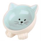   Happy Pet Voerbak Kat Orb Blauw / Creme  14.5 x 13x4.5 cm