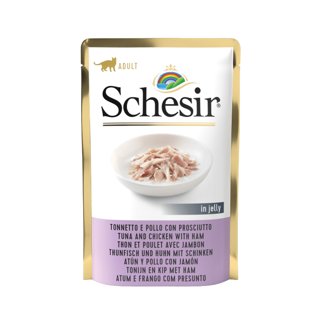 Schesir Kat Pouch Tonijn Kip Ham -85 gram