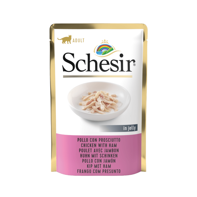 Schesir Kat Pouch Kip Ham Gelei -85 gram