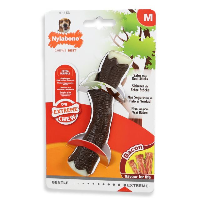 Nylabone Extreme Chew Wooden Stick Medium Bacon 