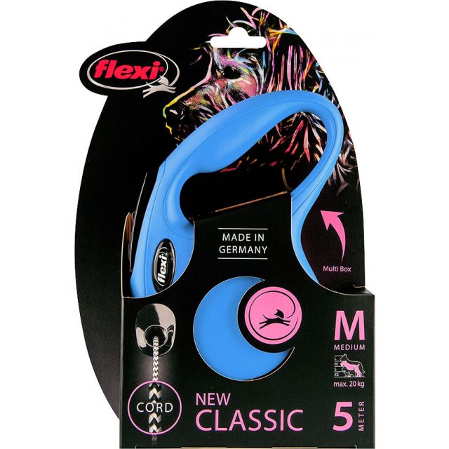 Flexi Rollijn Classic Cord Blauw M tot 20 kg - 5 meter