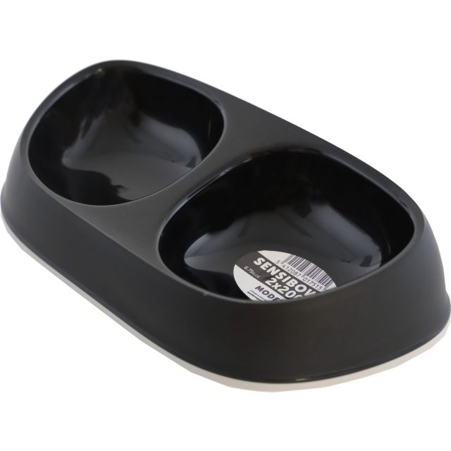 Moderna Sensi bowl Katteneetbak Dubbel Plastic Zwart- 2x200 ml.