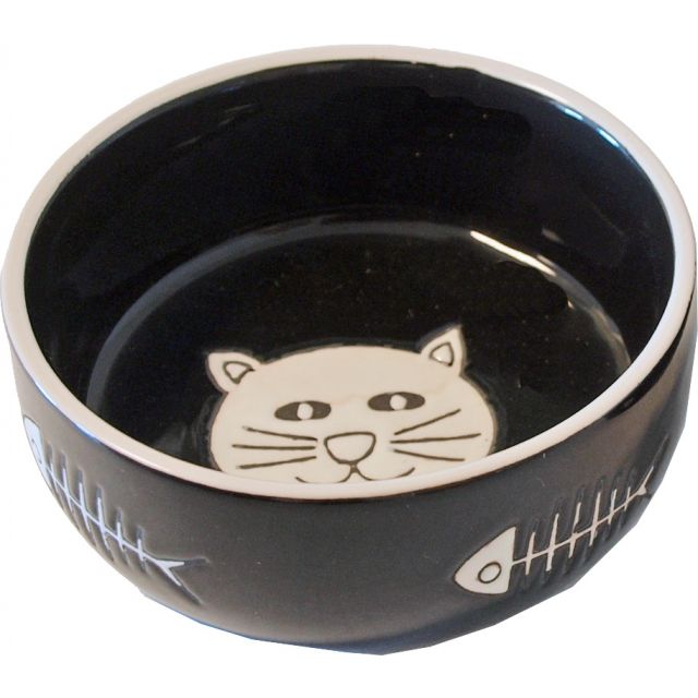 Boon Eetbak Steen Kat zwart Met Graat -11 cm 
