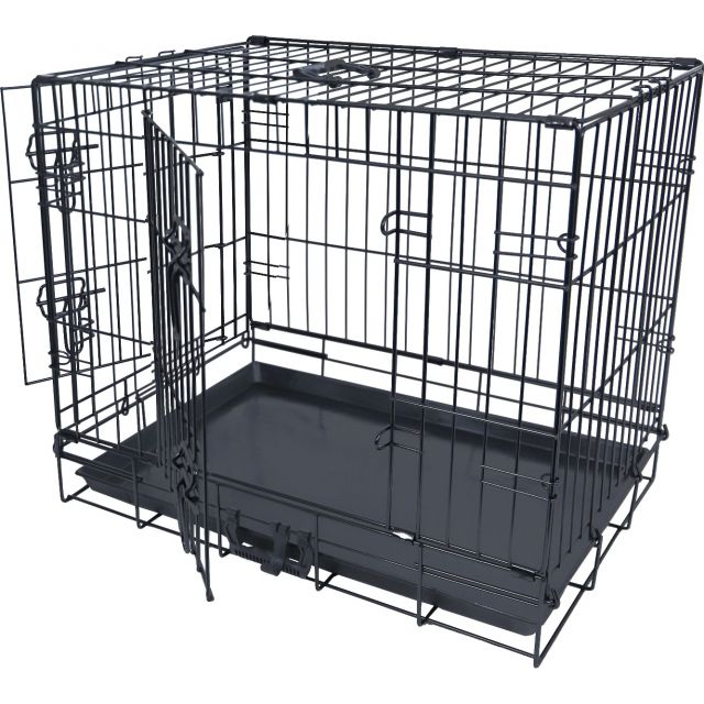Boon Draadkooi 2-Deurs Premium Zwart Met Plastic Lade, 60x43x52 cm.