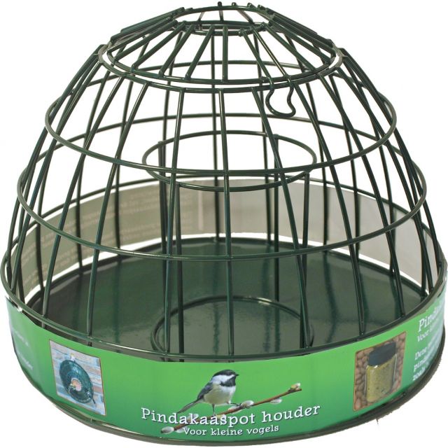 Pindakaaspot Houder metaal Groen voor kleine Vogel -25x19 cm 