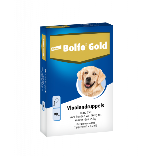 Bolfo Gold Hond 250 10 tot 25 kg Vlooiendruppels - 2 Pipetten