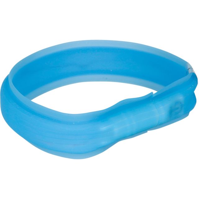 Trixie Flash Lichtband USB Silicone Extra Breed L-XL  70cm / 30 mm Blauw
