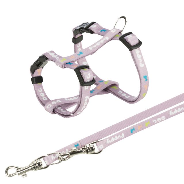 Trixie Junior Puppy-H-tuig met riem S-M- Lila