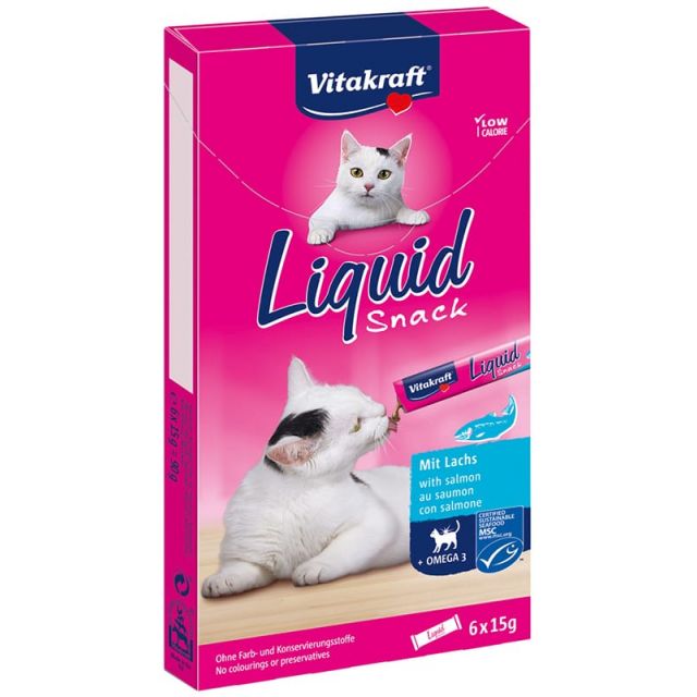 Vitakraft Cat Liquid Snack Zalm & Omega -6 x 15 gr