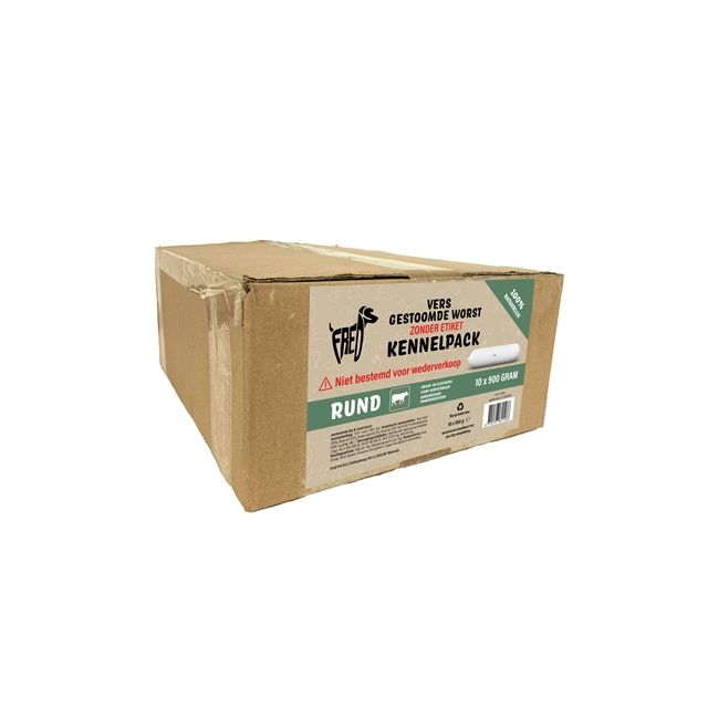 Freds Gestoomd Vers Vlees Worst Rund , Tarwe & Glutenvrij Kennelpack  -10x900 gram