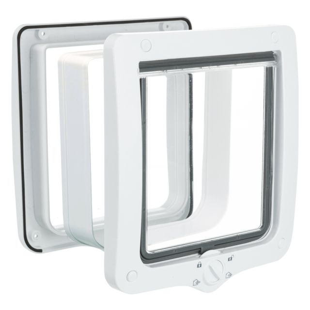 Trixie 4-Weg Kattenluik XXL Met Tunnel Wit  -24x28 cm