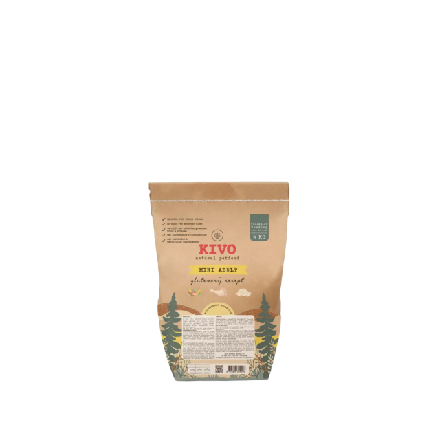 Kivo Koud Geperst Kip & Rijst Mini Adult - Glutenvrij -4 kg 