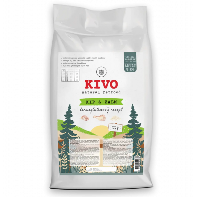 Kivo Koud Geperst Kat Kip & Zalm -5 kg 