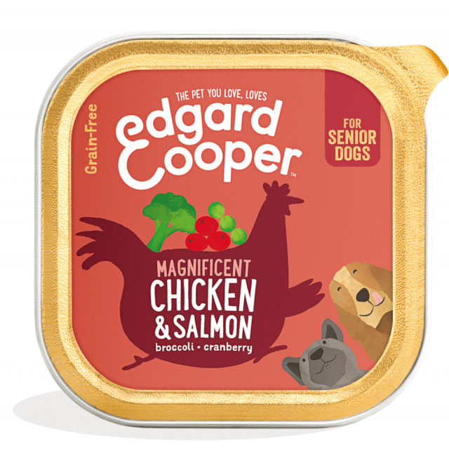 Edgard & Cooper Alu Senior Kip & Zalm Met Broccoli, Veenbes & Erwten - 11x150 gram