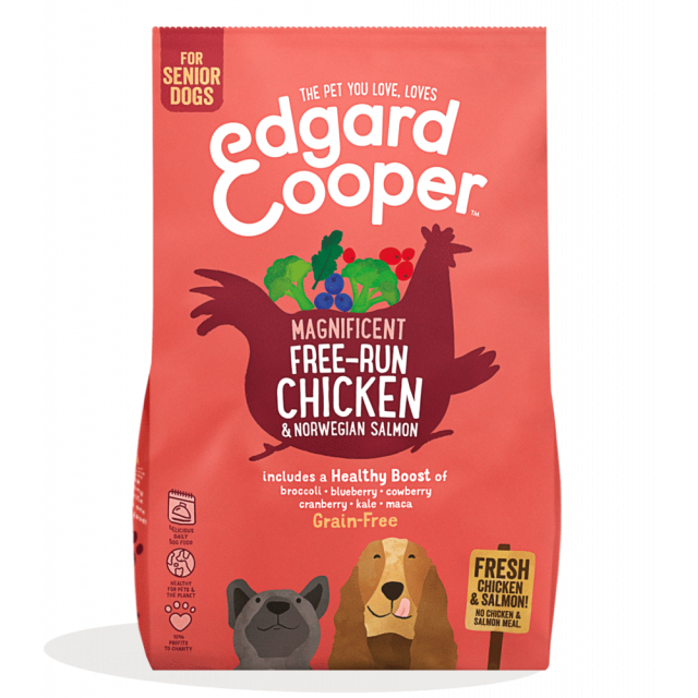 Edgard & Cooper Brokjes Senior Verse Kip & Noorse Zalm Met Brocoli, Blauwe Bes, Veenbes & Rode bes-2.5 kg